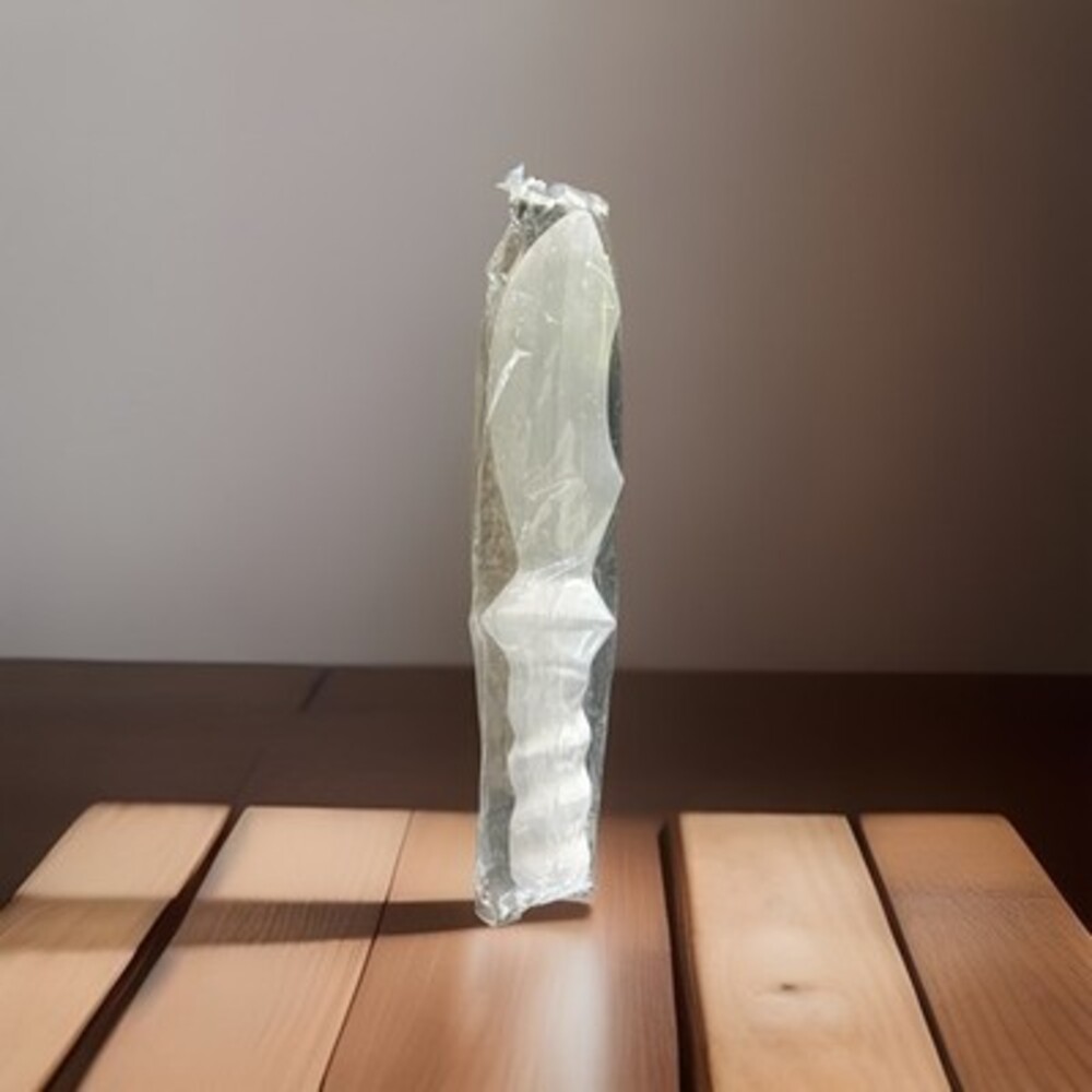 Selenite glass type 10” knife thick, white opaque color